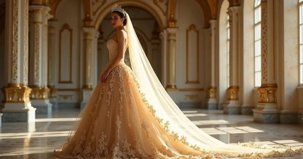 12 Ideias de Vestidos de Noiva Dourados Estilo Realeza para Brilhar como Rainha 12 Ideias de Vestidos de Noiva Dourados Estilo Realeza para Brilhar como Rainha