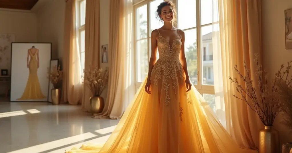 22 Ideias de Vestido de Noiva Dourado para Brilhar em 2026 22 Ideias de Vestido de Noiva Dourado para Brilhar em 2026
