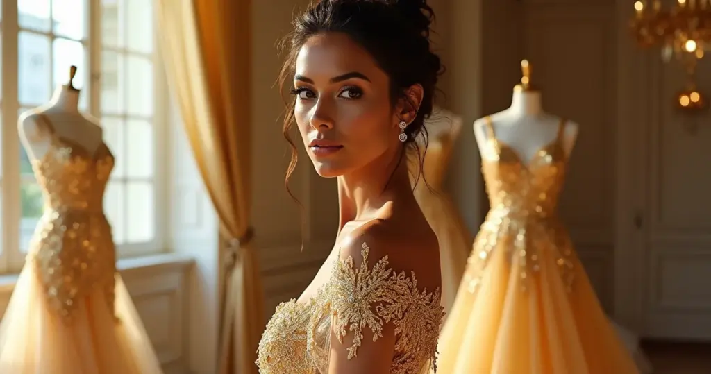 18 Ideias de Vestido Noiva Dourado Luxuoso para Brilhar sem Errar
