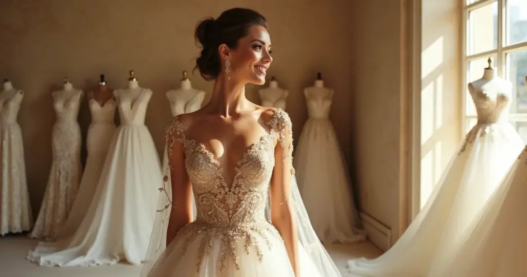 17 Ideias de Vestido de Noiva com Fios de Ouro para Brilhar em 2026 17 Ideias de Vestido de Noiva com Fios de Ouro para Brilhar em 2026