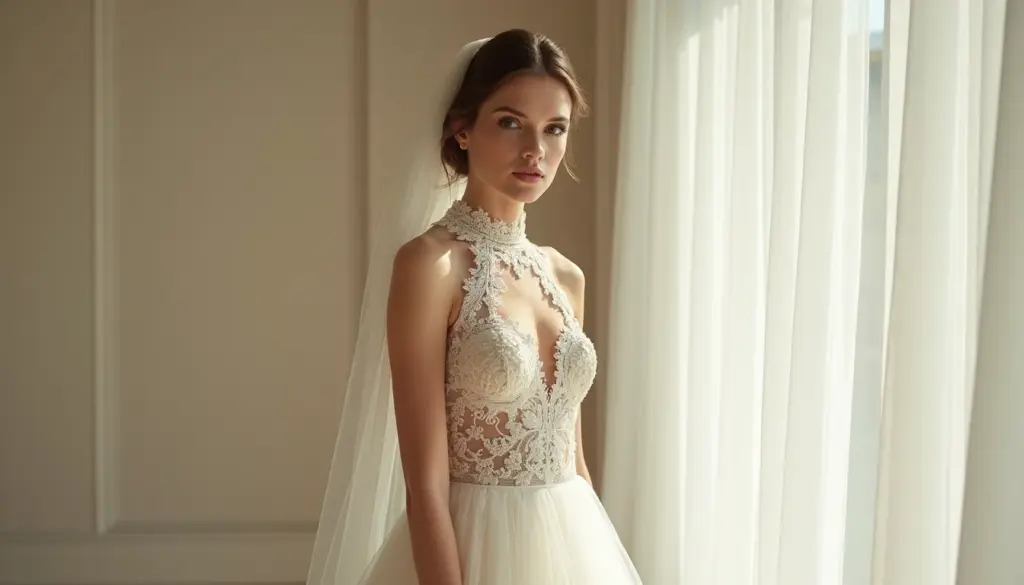 Vestido de Noiva Gola Alta Renda: O Chic Que Transforma Seu Look