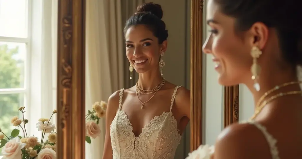 7 Ideias Práticas de Como Combinar Joias com Vestido Noiva Dourado