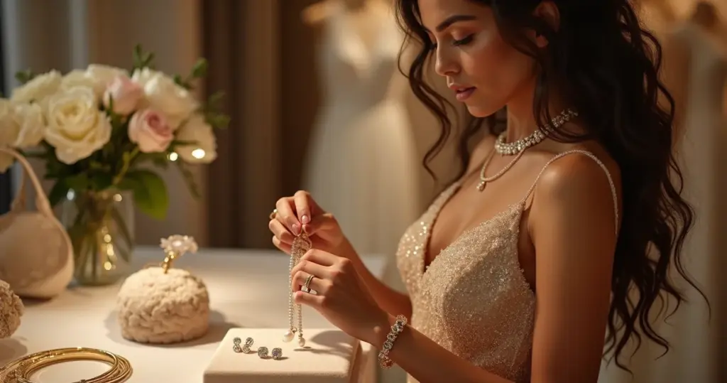 Como escolher acessórios para vestido noiva dourado sem errar no brilho