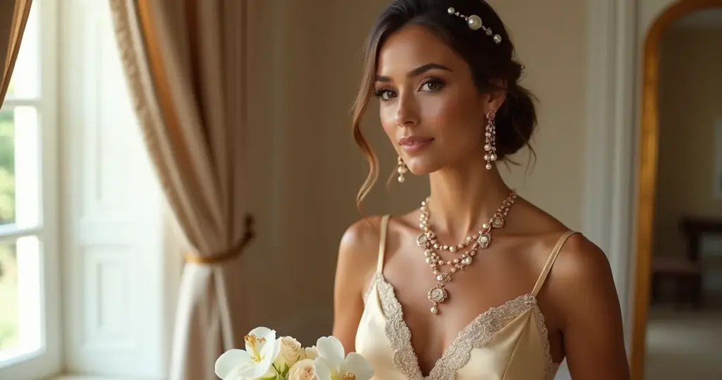 12 Ideias de Como Harmonizar Acessórios com Vestido de Noiva Dourado