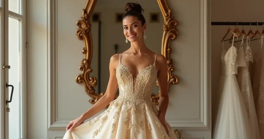 Custo de um vestido de noiva dourado luxo: como investir certo e economizar
