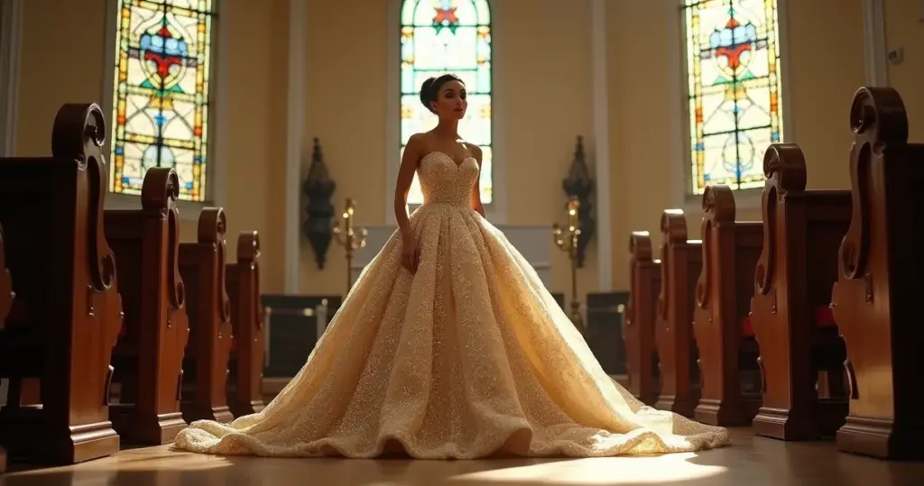 Erros comuns escolher vestido noiva dourado: evite o visual pesado no altar
