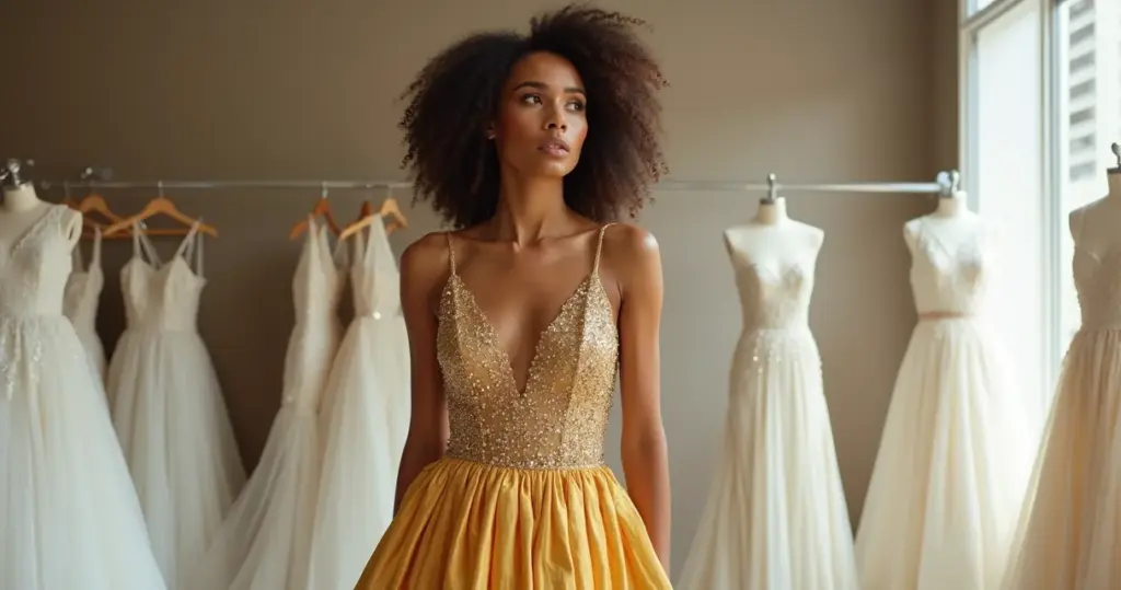 Erros comuns vestido noiva dourado: evite o desastre visual no seu dia