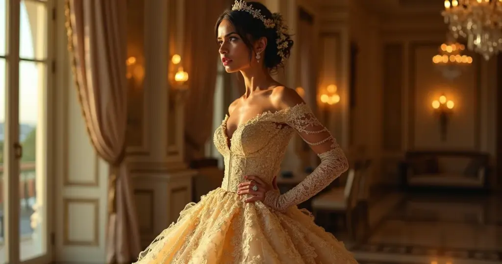 Erros ao escolher vestido de noiva dourado que viram luxo em desastre