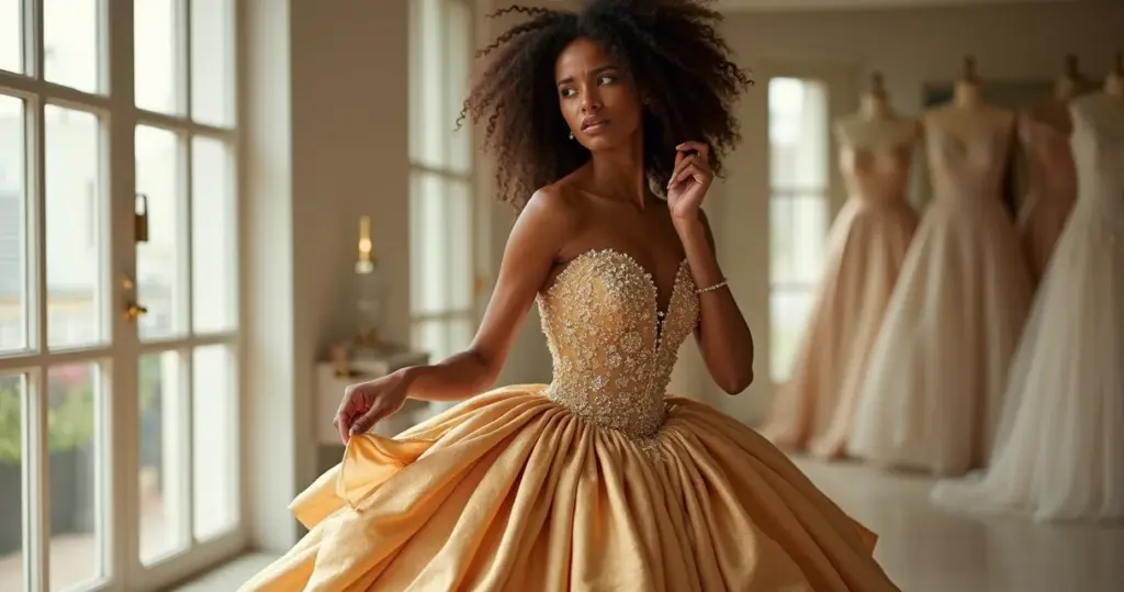 Erros ao escolher vestido noiva dourado: evite brilho artificial no altar