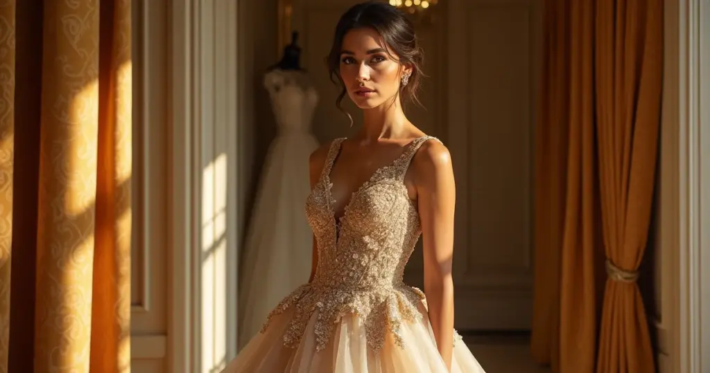 Quanto custa um vestido de noiva dourado de luxo? Veja o que justifica o preço