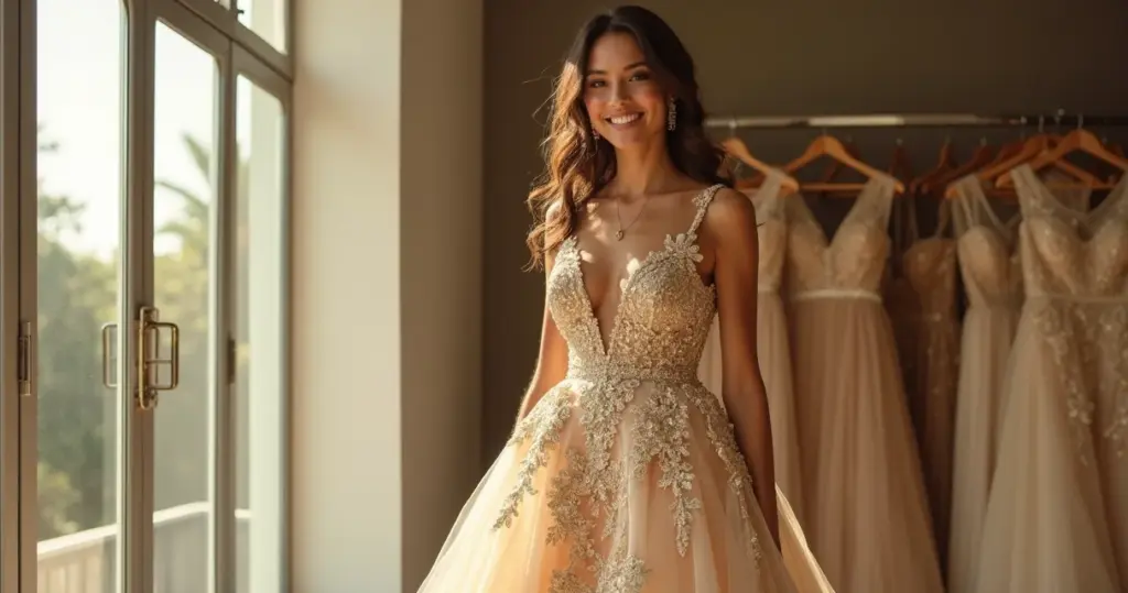 Quanto custa um vestido de noiva dourado luxuoso? Veja como escolher sem ciladas