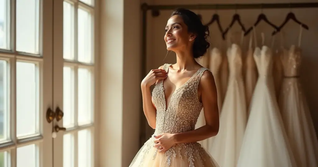 Quanto custa vestido noiva dourado? Veja como achar o seu sem estourar o orçamento