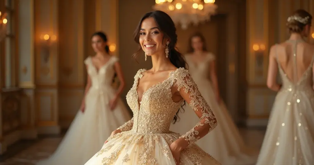 Quanto custa vestido noiva dourado alta costura? Veja onde seu dinheiro brilha