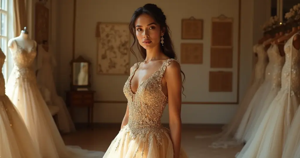Quanto custa vestido noiva dourado alta costura? Veja como pagar menos