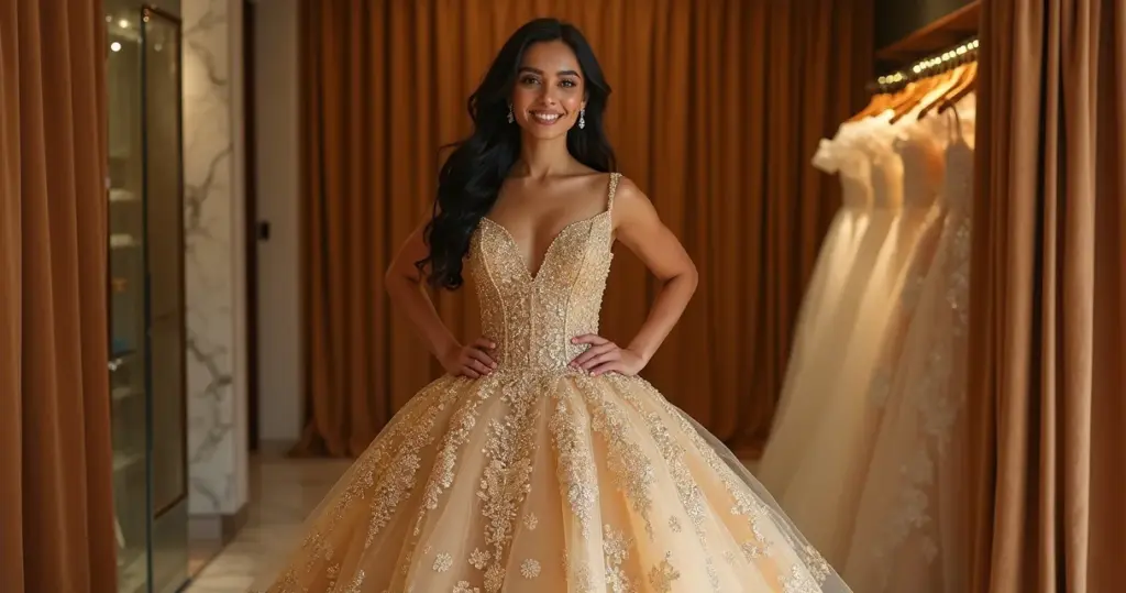 Quanto custa vestido noiva dourado luxuoso? Veja como escolher sem errar