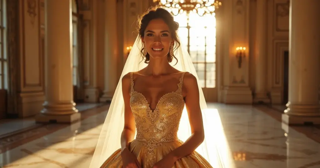 3 Dicas + 16 Ideias: Vestido de Noiva Dourado Brocado ou Cetim Real? 3 Dicas + 16 Ideias: Vestido de Noiva Dourado Brocado ou Cetim Real?