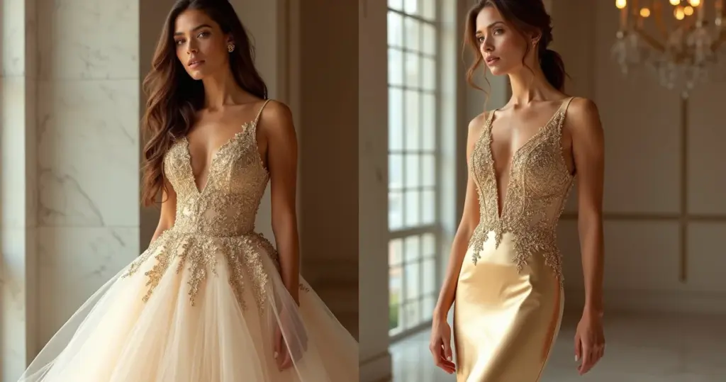 Vestido de noiva dourado princesa vs sereia: qual vale seu investimento?