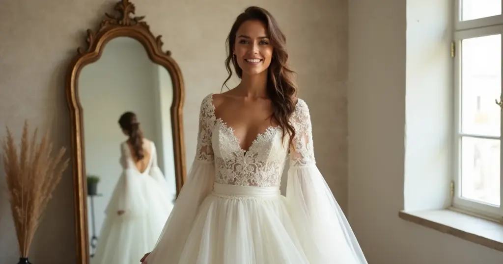 8 Ideias de Vestido de Noiva Mangas Bispo para Você Brilhar em 2026 8 Ideias de Vestido de Noiva Mangas Bispo para Você Brilhar em 2026